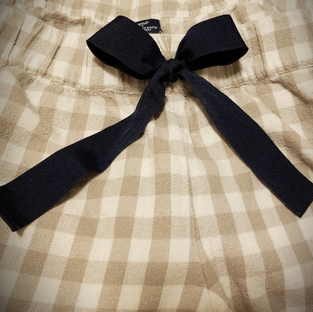 Aerie Pajama Shorts Checkered. Blue Bow. - Picture 7 of 7